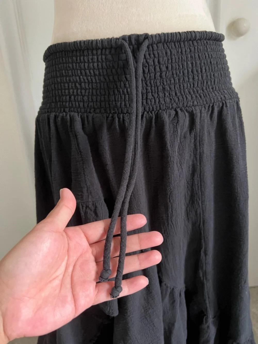 Island Girl Boho Black Smocked Waist Maxi Skirt - Picture 3 of 9